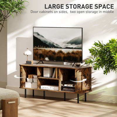 HOMCOM TV Stand Cabinet for TVs up to 55 Inches, TV Unit with Storage Shelves and Cupboard for Living Room, Rustic Brown 