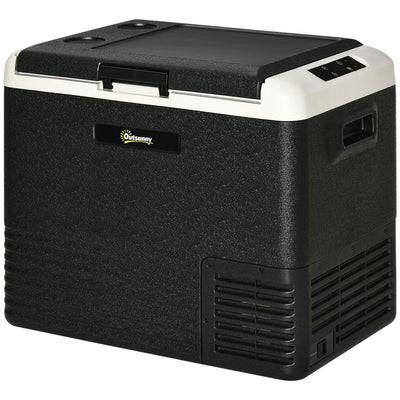Outsunny 50L Car Refrigerator, Portable Compressor Car Fridge Freezer, Electric Cooler Box with 12/24V DC and 110-240V AC for Camping, Driving, Picnic, Down to -20\'e2\'84\'83 