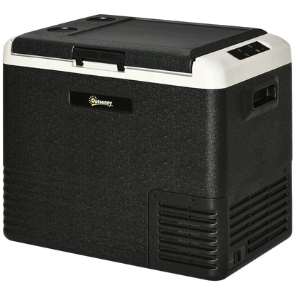Outsunny 50L Car Refrigerator, Portable Compressor Car Fridge Freezer, Electric Cooler Box with 12/24V DC and 110-240V AC for Camping, Driving, Picnic, Down to -20\'e2\'84\'83