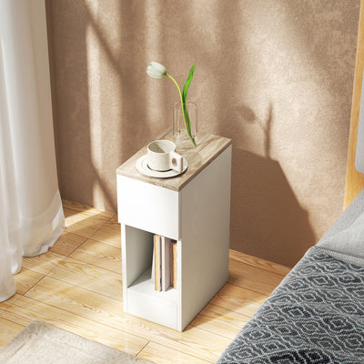 HOMCOM Set of Two Modern Storage Bedside Tables - White 
