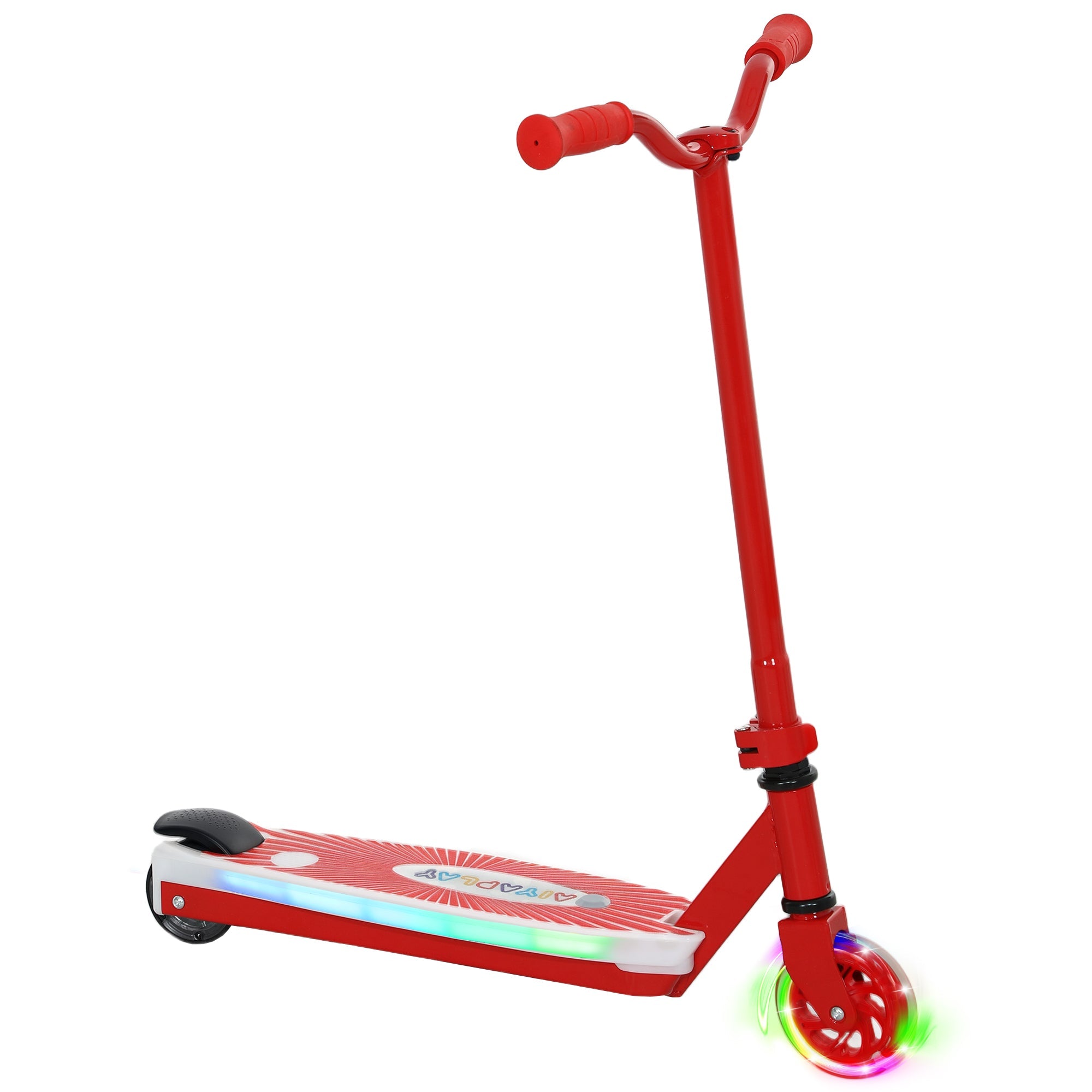 AIYAPLAY Electric Scooter for Kids Ages 4-7, with Auxiliary Rear Wheels, Flashing LED Light and Electric Brake, Kids Electric Scooter for Boys Girls, 6 KM/H & 8 KM, Red 
