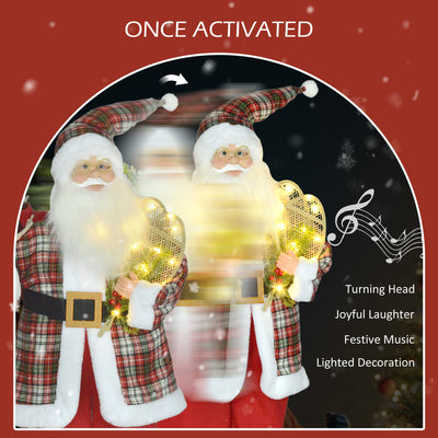 HOMCOM 4'3" Animated Santa Claus Figure, with Sound and Lights - Red/Green 