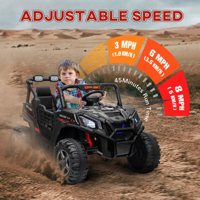 AIYAPLAY 24V 2 Seater Kids Electric Car with Remote Control, Suspension System,  Slow Start, 3 Speeds, for 3-8 Years, Black 