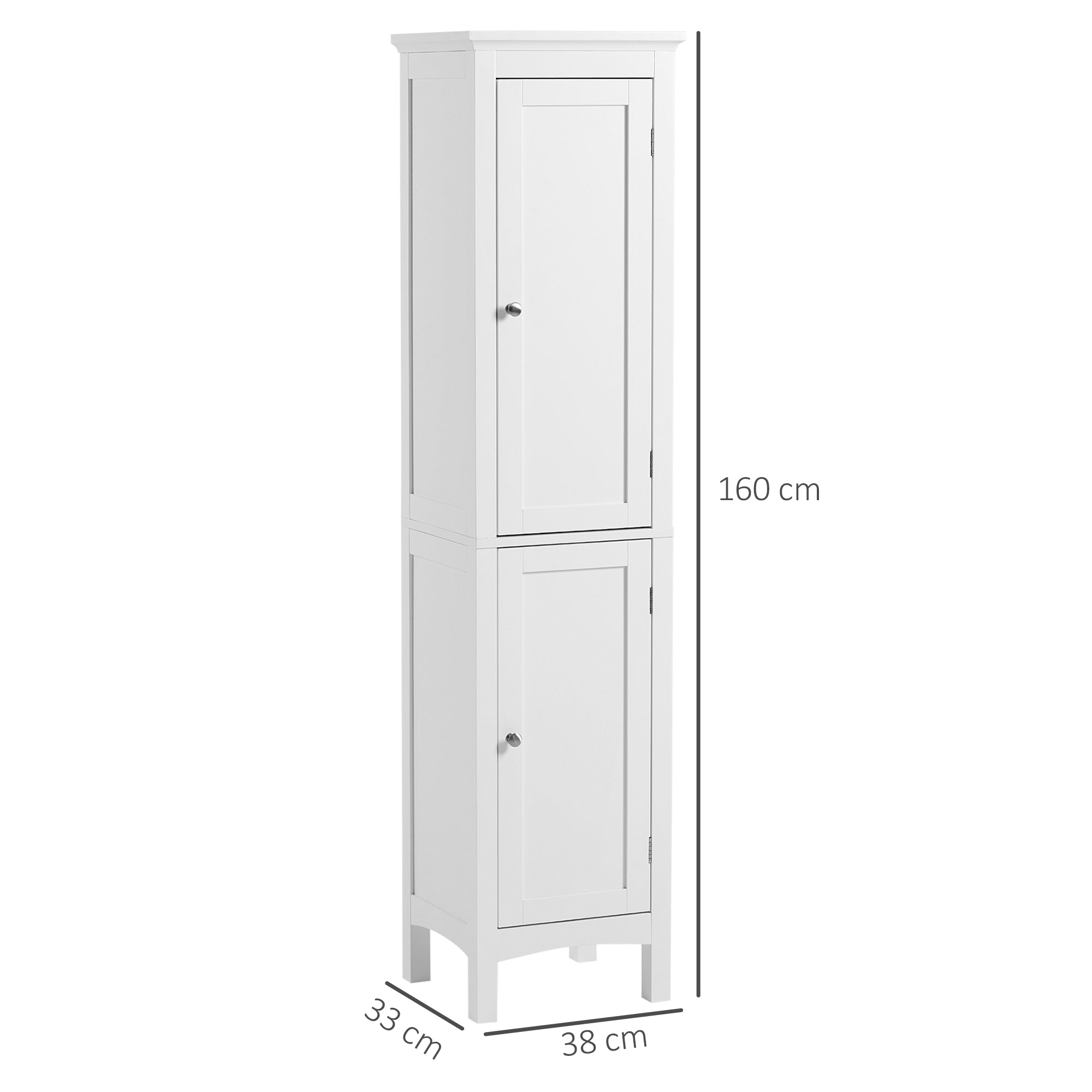 kleankin Tall Bathroom Storage Unit, Slim Bathroom Cabinet with Adjustable Shelves and Double Door, White
