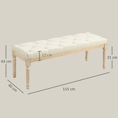 HOMCOM Vintage Wooden Bed End Bench - Cream White 