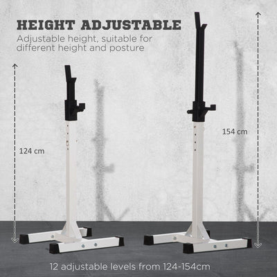 HOMCOM Heavy Duty Weight Bar Barbell Squat Stand Barbell Rack Spotter, for Home, Gym - Black 