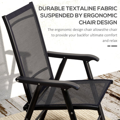 Outsunny Set of 4 Foldable Metal Garden Chairs Outdoor Patio Park Dining Seat Furniture Black 