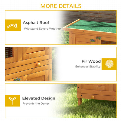PawHut Rabbit Hutch Outdoor Guinea Pig Hutch Wooden Duck House Pet Cage with Opening Roof, 90 x 45 x 90cm 