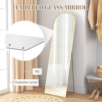 HOMCOM 162cm Aluminium Frame Standing Mirror - Gold 