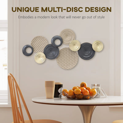 HOMCOM Metal Wall Art, Modern Hanging Wall Decor with Multi-Disc Design for Living Room Bedroom Dining Room 