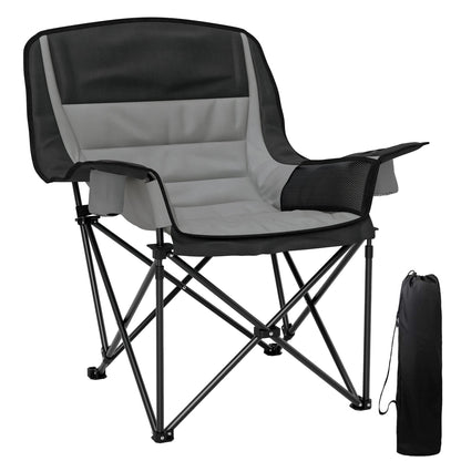 Outsunny Portable Padded Camping Chair, with Bag - Black/Grey 