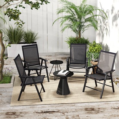Outsunny Set of 4 Foldable Metal Garden Chairs Outdoor Patio Park Dining Seat Furniture Black 