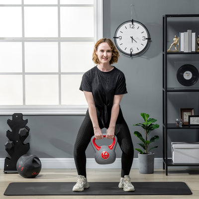 SPORTNOW Kettlebell, 14kg Kettle Bells with Handle for Home Gym Weight Lifting and Strength Training, Red and Grey 