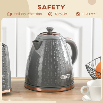 HOMCOM 3kW Rapid Boil Honeycomb Kettle - Grey 