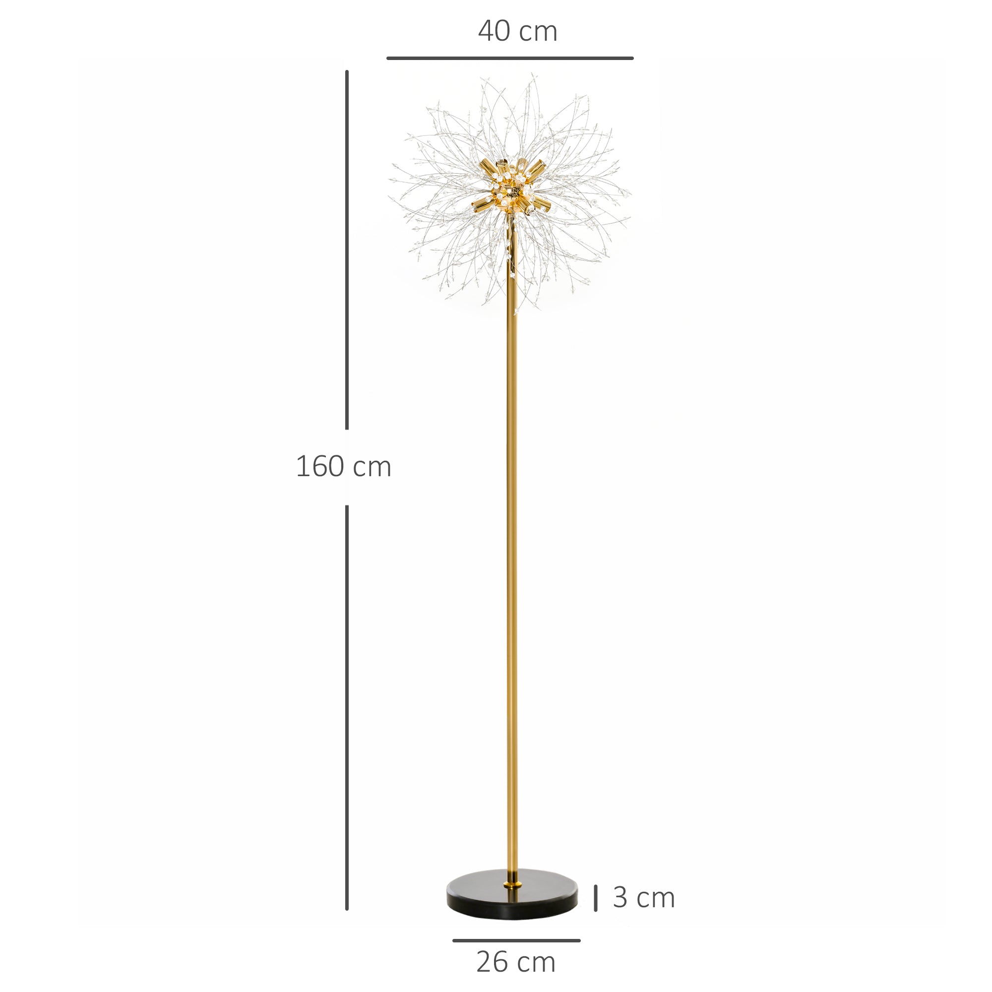 HOMCOM 160cm Dandelion-Crystallite Floor Lamp, with Foot Switch 