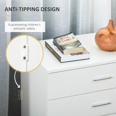 HOMCOM Chest of Drawers, 4 Drawers Storage Cabinet with Metal Rails, Anti-Tip for Playroom, Nursery Room, Hallway, etc 