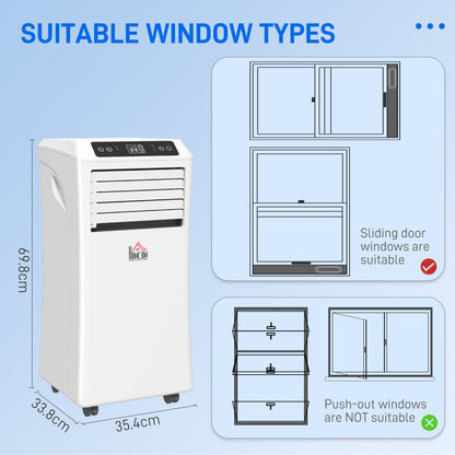 HOMCOM 9000 BTU Air Conditioning Unit, 3-in-1 Portable Air Conditioner, Dehumidifier, Cooling Fan with Remote Control, Digital Display, 2 Speeds, 24H Timer, Window Venting Kit, 18m² 