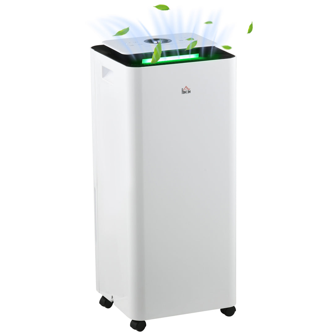 HOMCOM 3500mL Portable Dehumidifier with Air Purifier, 24H Timer, 5 Modes, 16L/Day, for Home Laundry, White 