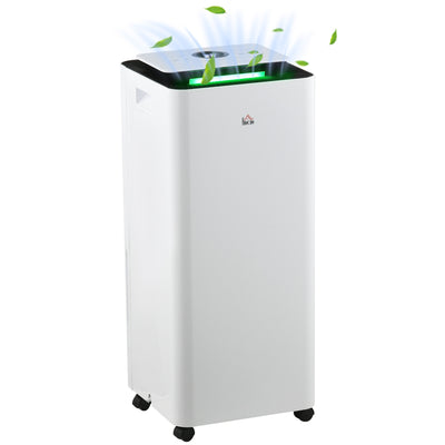 HOMCOM 3500mL Portable Dehumidifier with Air Purifier, 24H Timer, 5 Modes, 16L/Day, for Home Laundry, White 
