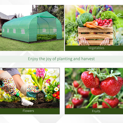 Outsunny Polytunnel Greenhouse with Windows and Door, Walk in Greenhouse for Garden, Backyard (6 x 3 M) 