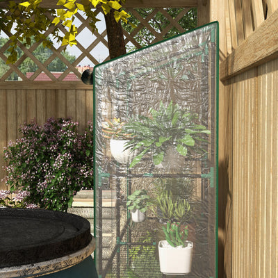 Outsunny 46 x 143cm Mini Lean-To Greenhouse, with Three Inner Shelves 