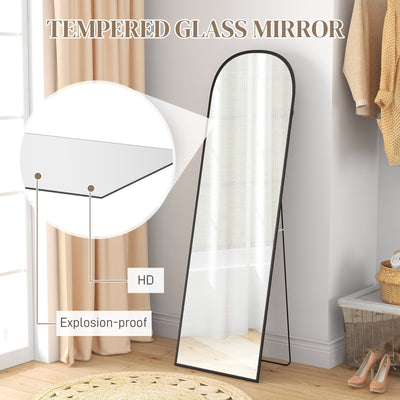 HOMCOM 162cm Aluminium Frame Standing Mirror - Black 