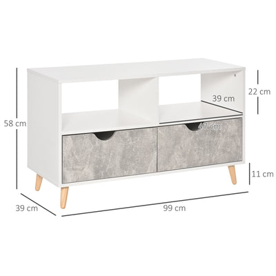 HOMCOM TV Stand Cabinet for TVs up to 42", Modern TV Unit with Shelf, Drawers and Storage Cabinet, Entertainment Center for Living Room, Grey 