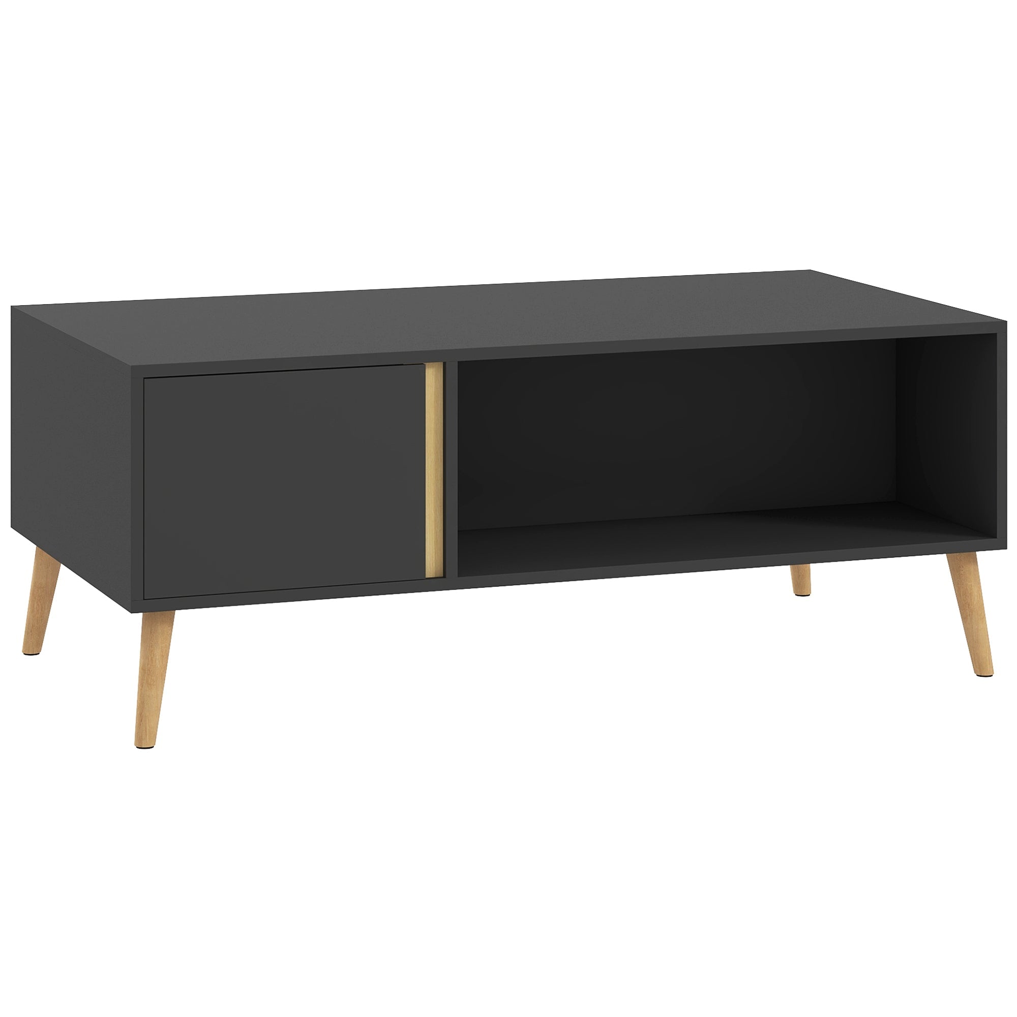 HOMCOM Coffee Table for Living Room, Modern Centre Table with Storage Compartments and Cabinets, Rectangular Side Table, 115x 58x 45cm, Grey 