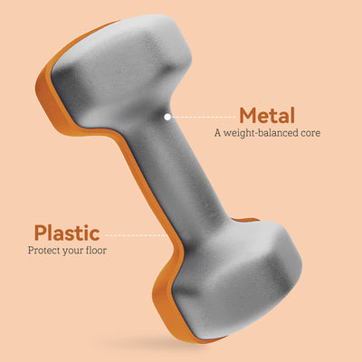 SPORTNOW 2 x 1.5kg Hexagonal Dumbbells Weights Set with Non-Slip Grip for Home Gym Workout, Orange 