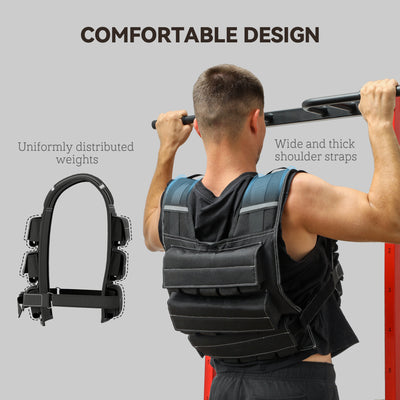 SPORTNOW 30KG Adjustable Weighted Vest, Weight Vest with 30 Metal Weights, Adjustable Straps and Reflective Strips, for Men and Women Running Cardio Exercise Strength Training 