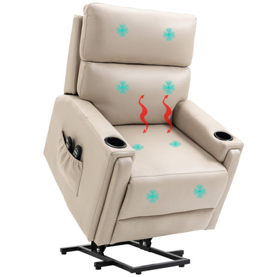 HOMCOM Electric Riser and Recliner Chair, with Massage and Heat - Beige 