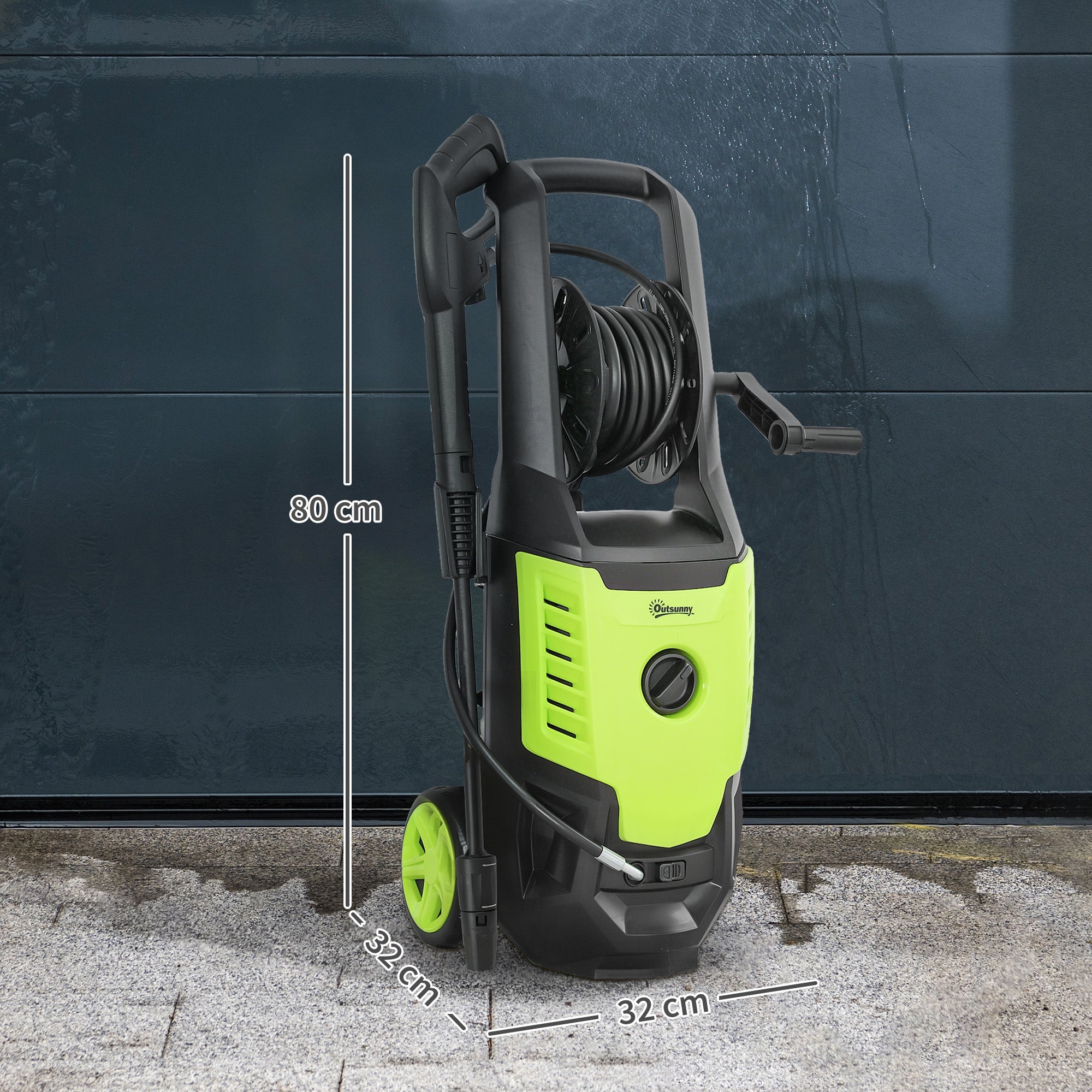 Outsunny 2200W High Pressure Washer, 170 Bar Pressure, 420 L/h Flow, Portable Electric Power Washer Jet Wash Cleaner with Adjustable Nozzle 6M Hose and Hose Reel for Home Patio Car Driveway 