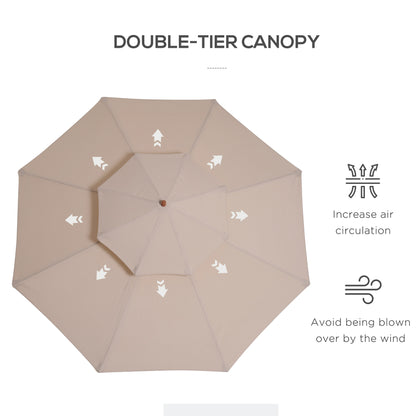Outsunny 2.7m Elegant Wooden Frame Parasol Umbrella - Beige 