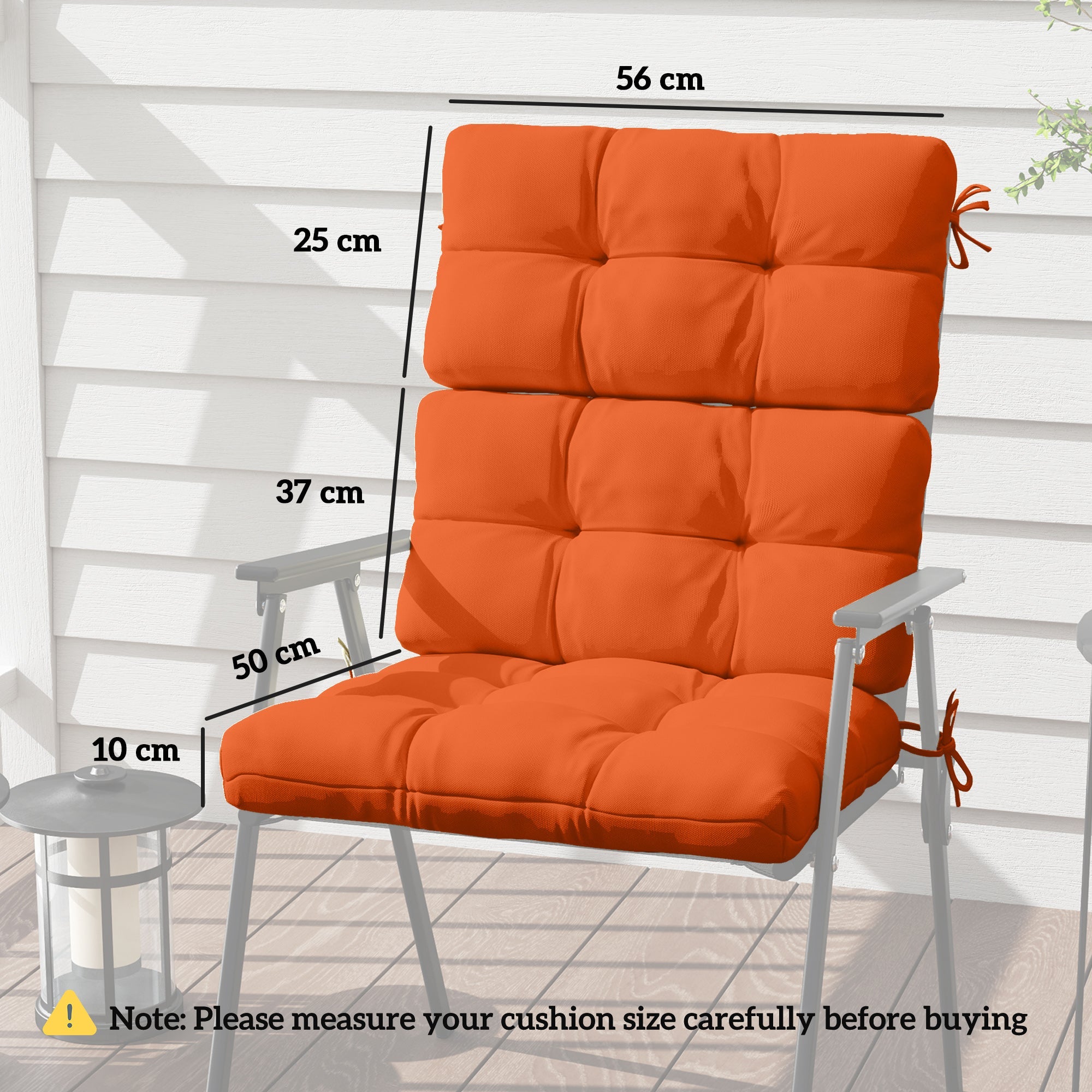 Outsunny Set of Two Padded Outdoor Seat Cushions - Orange 