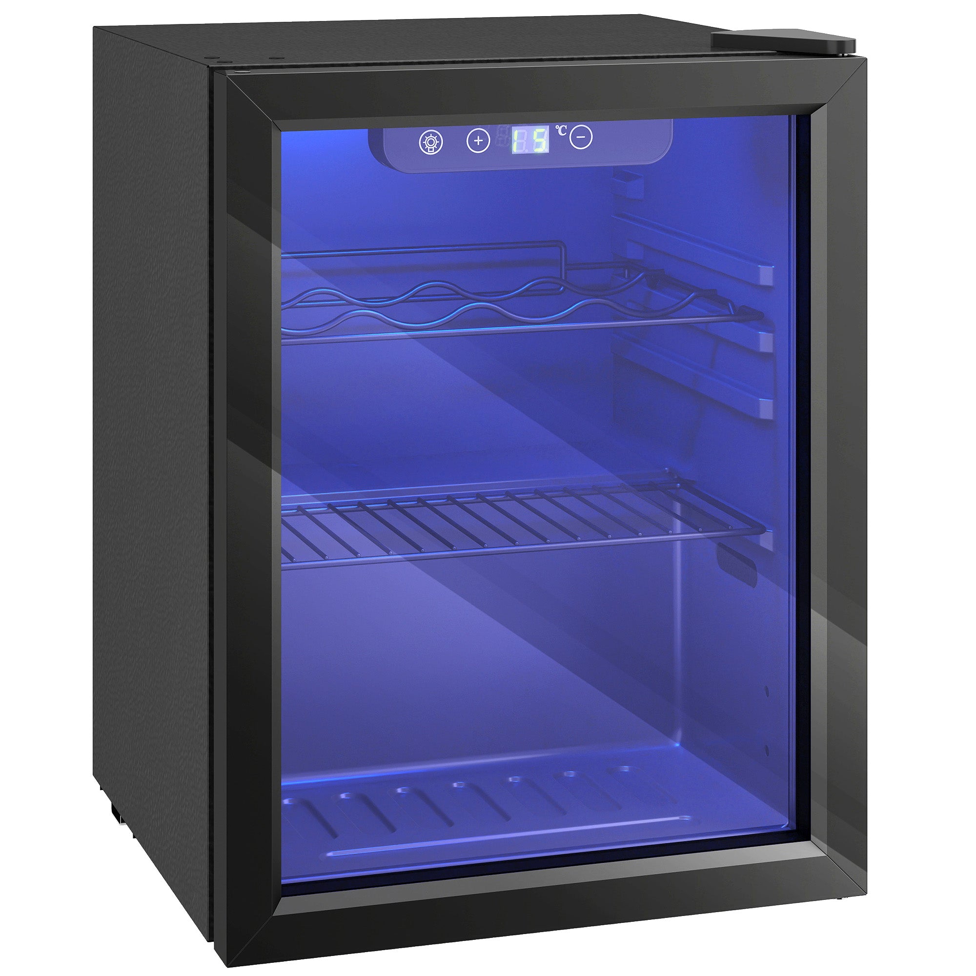 HOMCOM 16 Bottle Wine Cooler, 48 Litre Capacity, 4-16°C Under Counter Drinks Beer Wine Fridge with Glass Door, LED Light, Black 