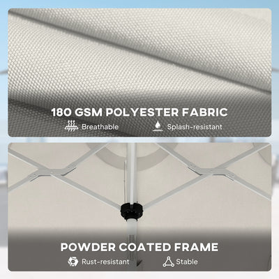 Outsunny 3 m Double-Sided Garden Parasol with LED Solar Lights, Outdoor Extra Large Sun Umbrella with Crank Handle, Cream White 