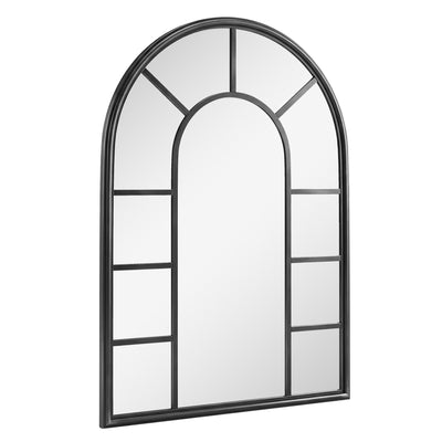 Outsunny Arched Mirror, Shatterproof Acrylic Windowpane Wall Mounted Mirror with Robust Metal Frame, 71 x 51 cm, Black 