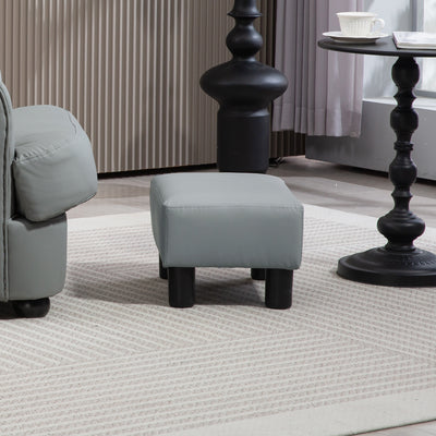 HOMCOM PU Leather Footstool with 4 Plastic Legs, Grey 