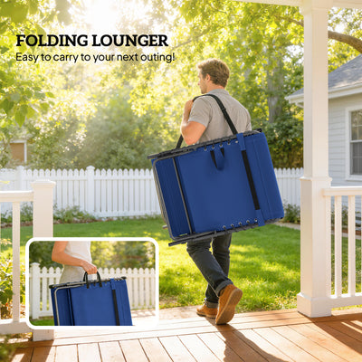 Outsunny Five-Position Reclining Sun Loungers Set of 2 - Dark Blue 