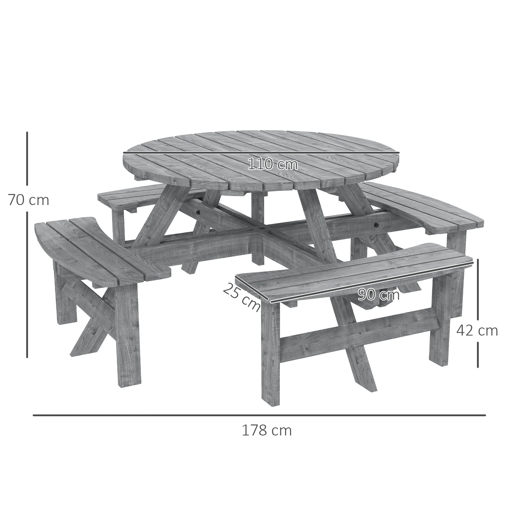 Outsunny 8-Seater Wooden Picnic Set-Fir Wood 