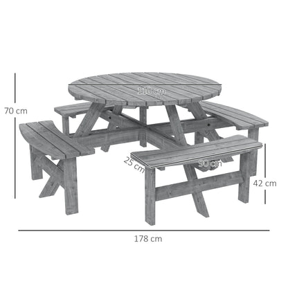 Outsunny 8-Seater Wooden Picnic Set-Fir Wood 