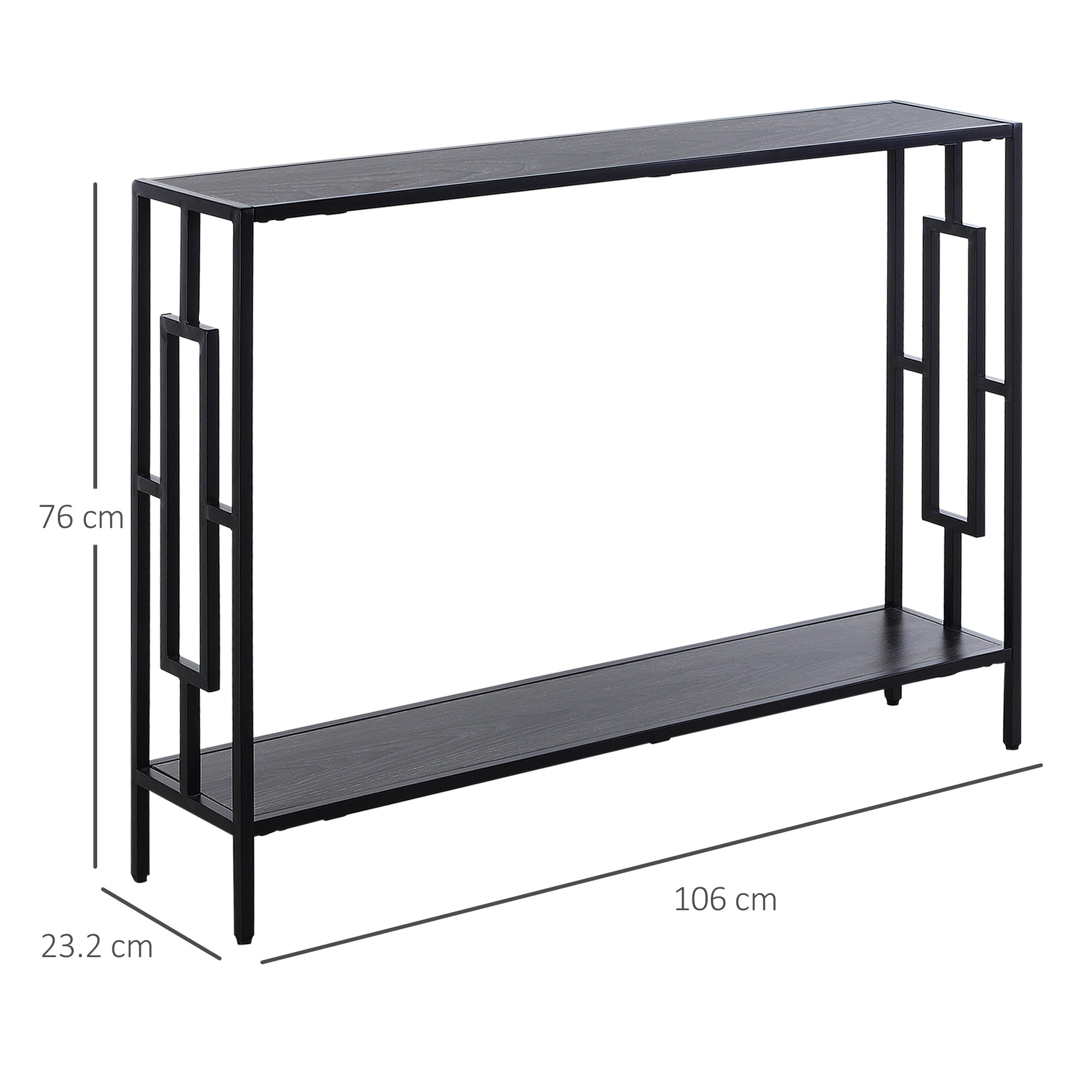 HOMCOM Industrial Console Table with Storage Shelf, Narrow Hallway Dressing Desk with Metal Frame for Living Room, Bedroom, Grey and Black 