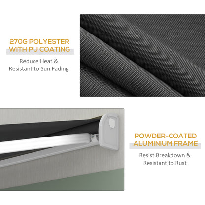 Outsunny 4 x 3(m) Electric Retractable Awning with Remote Controller, Aluminium Frame Sun Canopies for Patio Door Window 