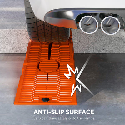 DURHAND 2 Pieces Car Ramps Heavy Duty 5 Ton Motorhome Levelling Ramps, Plastic Garage Workshop Car Lift, Portable Automotive Vehicle Campervan Car Ramp, Orange 