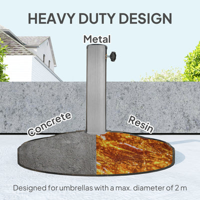 Outsunny 12kg Resin Garden Parasol Base, Round Umbrella Base, Heavy Duty Sun Umbrella Base for 32, 38, 48 mm Umbrella Poles for Deck Poolside, Bronze Tone 