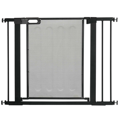 PawHut Pressure Fit Safety Gate, for Staircases, Hallways, Doorways w/ Extensions Kit, 75-103CM Adjustable Width - Black 