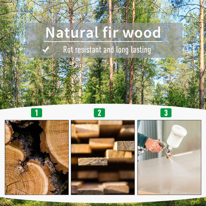 Outsunny 72.5 x 31.5 x 149.5 cm 45L Garden Wooden Pine Trough Planter with Topped Trellis Climbing Plants Flower Raised Bed, Orange 