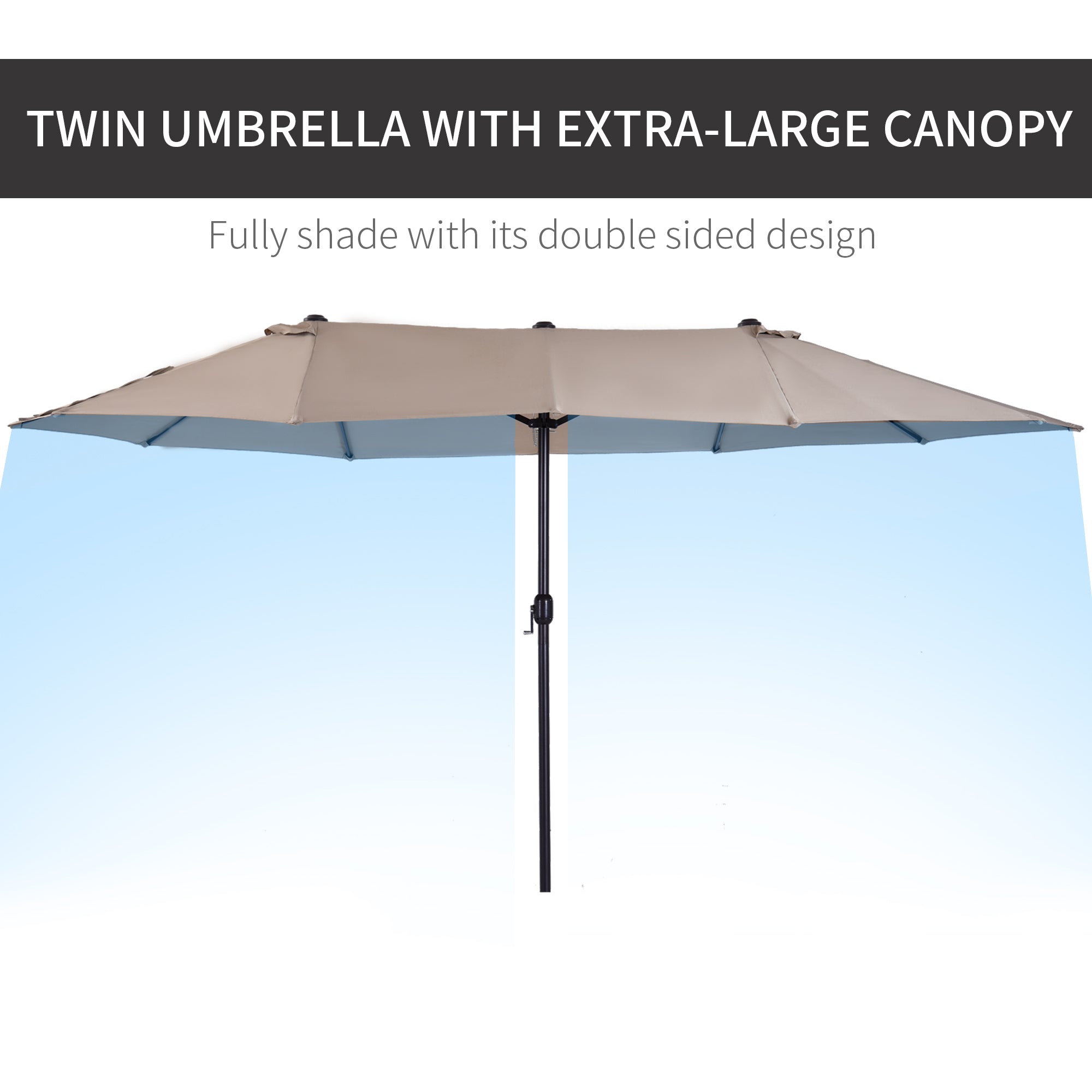 Outsunny 4.6m Double-Sided Patio Parasol Sun Umbrella-Tan 