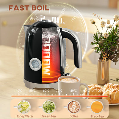 HOMCOM Retro Toaster and Kettle Set - Black 