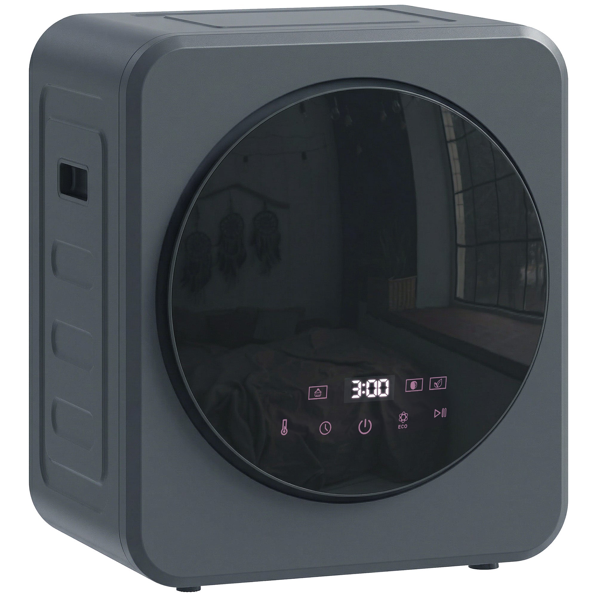HOMCOM Vented Tumble Dryer, 4kg Front Tumble Dryer with Stainless Steel Tub, 800W Compact Freestanding Grey 